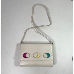 Vintage 80's Retro Clutch Purse Jasmin White Leather Kidskin and Snakeskin